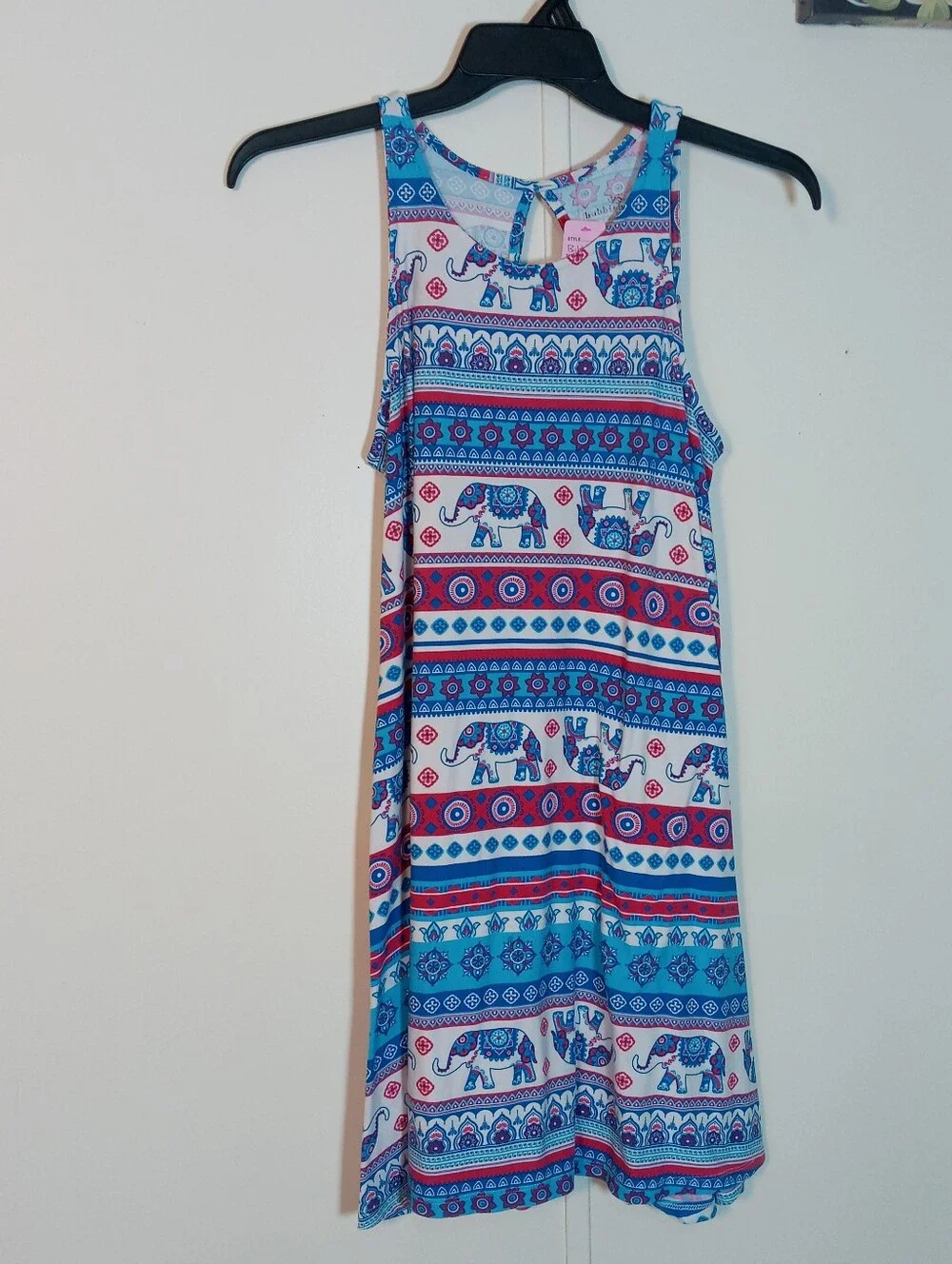 Bobbie Brooks Medium boho Style Teal Elephant Print Sleeveless Nightgown